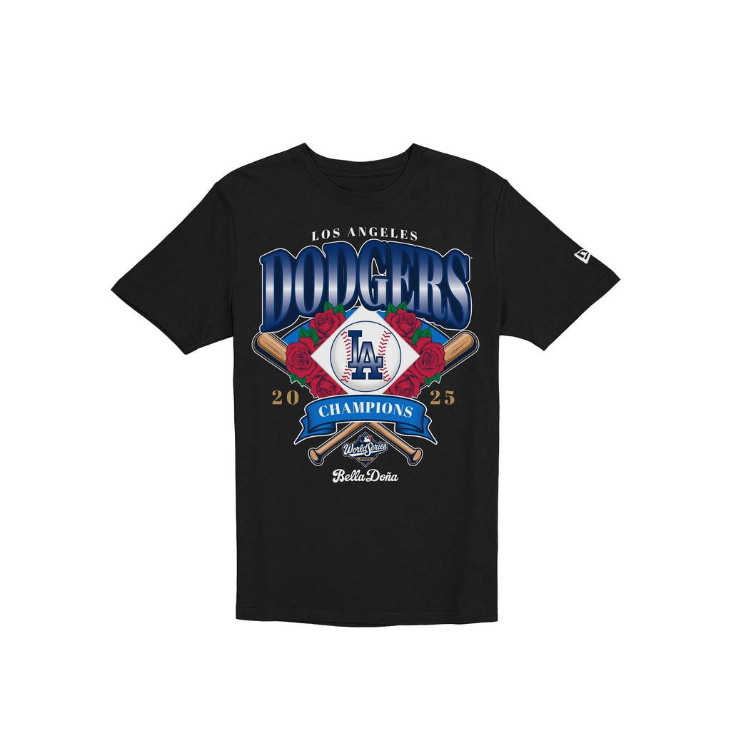 Bella Doña x Los Angeles Dodgers 2025 World Series Champions Black T-Shirt