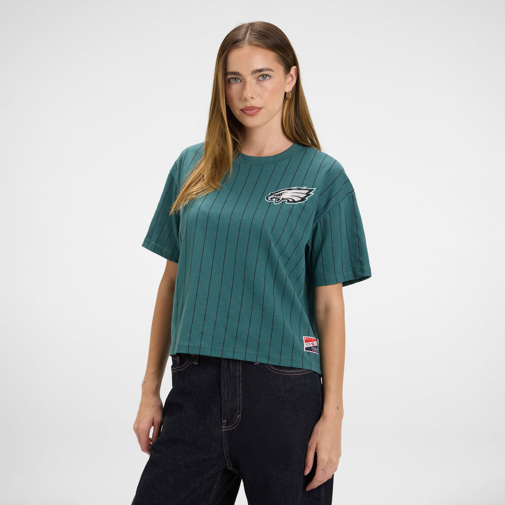 Houston Astros Throwback Women's Cropped Pinstripe T-Shirt