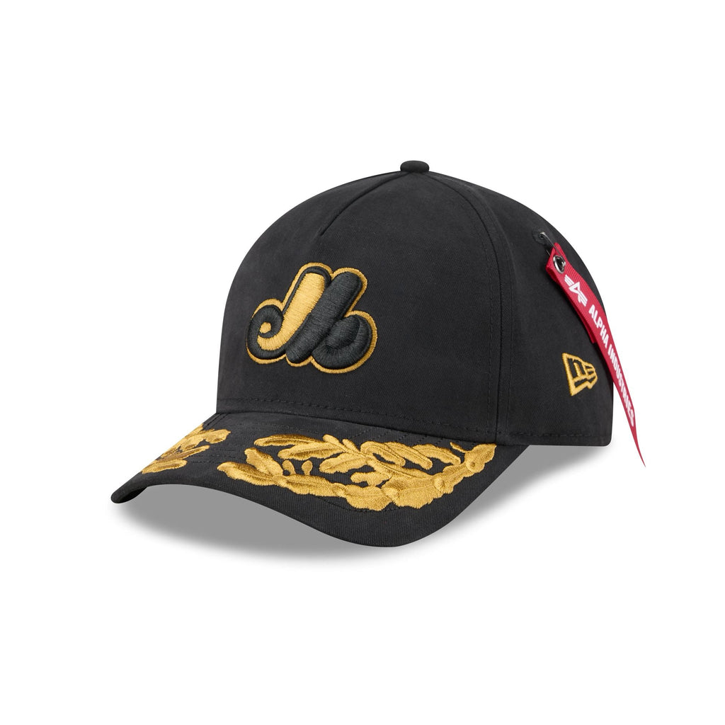 Alpha Industries x Montreal Expos Black 9FORTY M-Crown A-Frame Snapback Hat