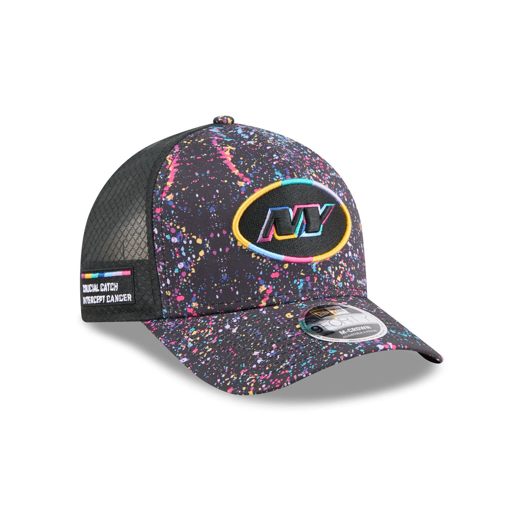 New York Jets 2025 Crucial Catch 9FORTY M-Crown A-Frame Trucker Hat