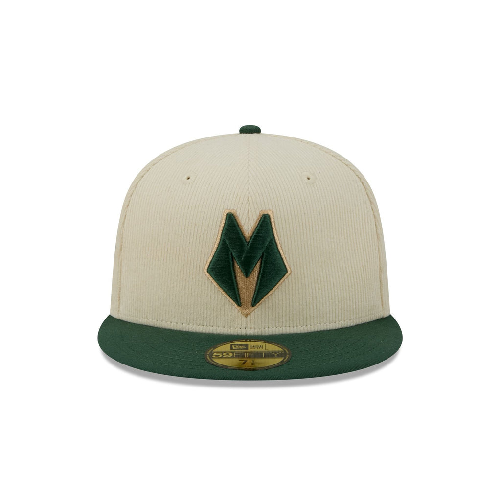 Milwaukee Bucks 2025 City Edition Chrome White Corduroy 59FIFTY Fitted Hat