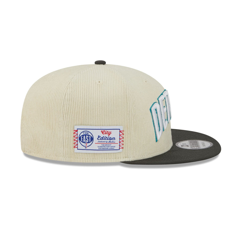Detroit Pistons 2025 City Edition Chrome White Corduroy 9FIFTY Snapback Hat