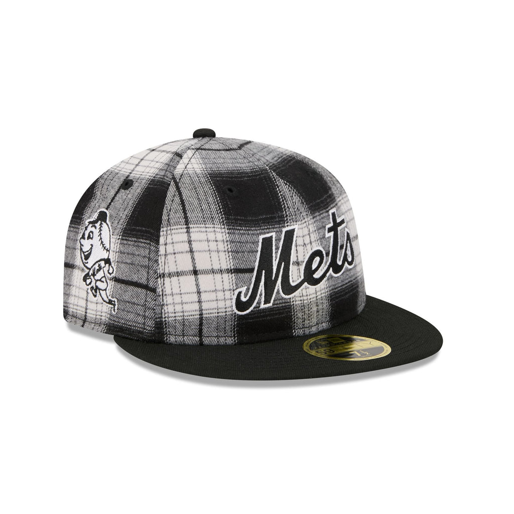 New York Mets Grunge Plaid Retro Crown 59FIFTY Fitted Hat
