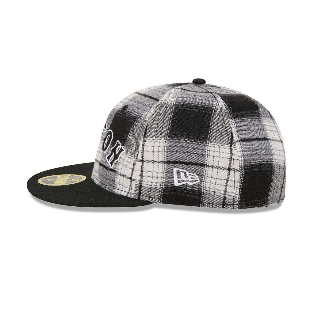 Boston Red Sox Grunge Plaid Retro Crown 59FIFTY Fitted Hat