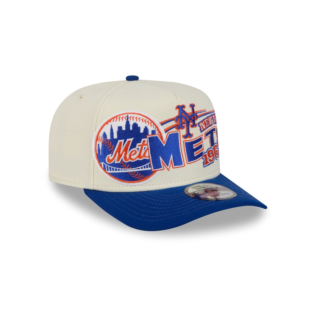 New York Mets Chrome White Classic 9FIFTY A-Frame Snapback Hat