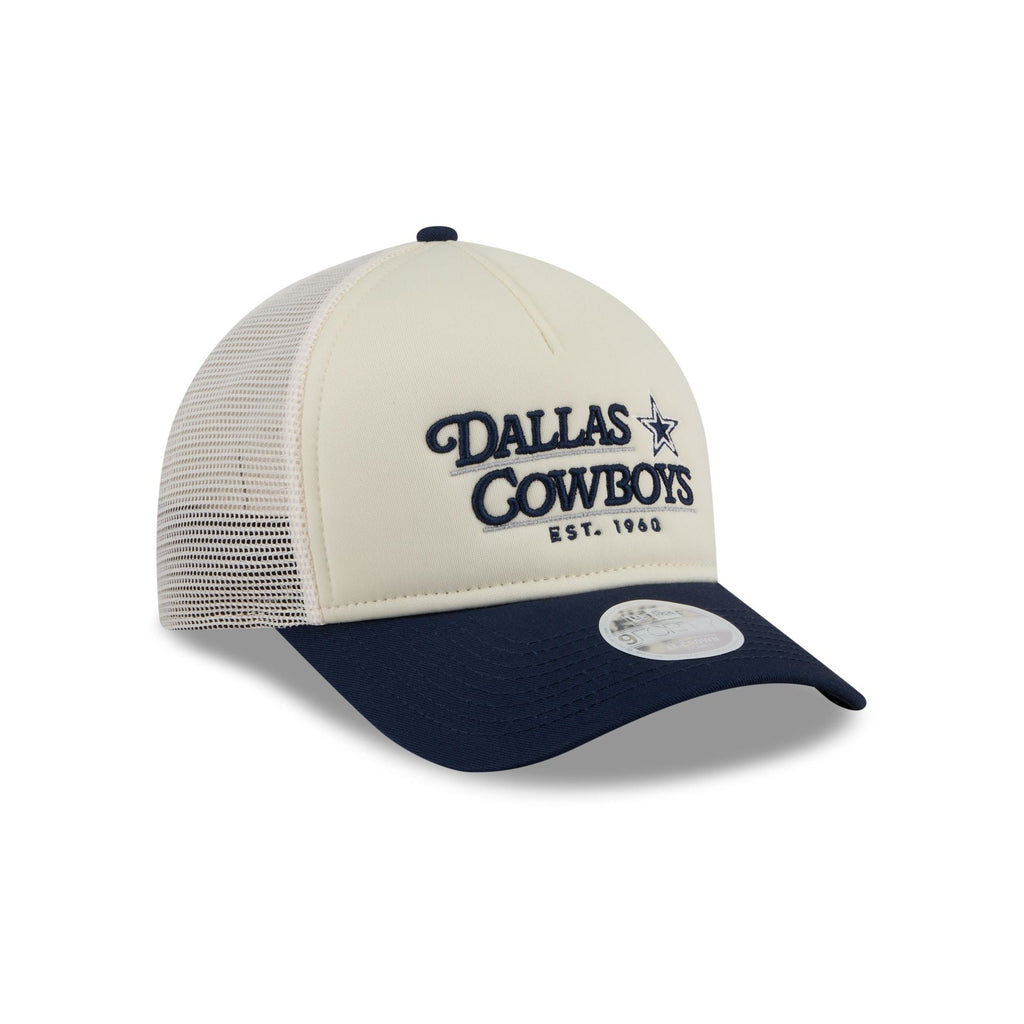Dallas Cowboys Retro Chrome Women's White 9FORTY M-Crown A-Frame Trucker Hat