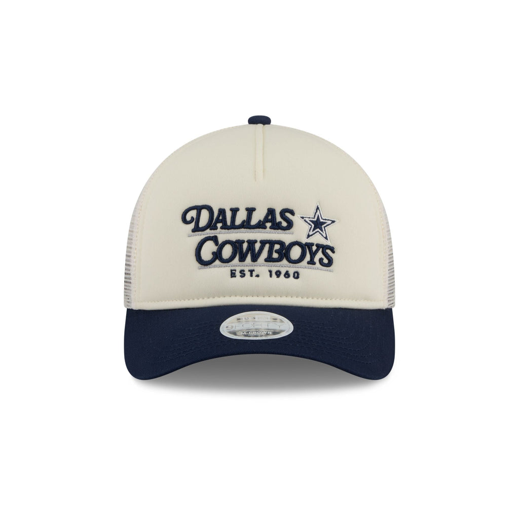 Dallas Cowboys Retro Chrome Women's White 9FORTY M-Crown A-Frame Trucker Hat