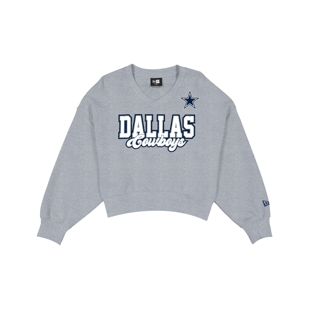 Dallas Cowboys Women's Heather Gray Glitter Crewneck