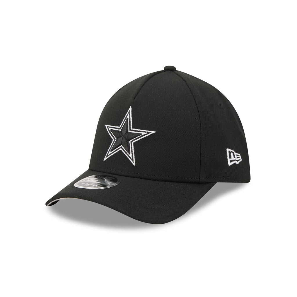 Dallas Cowboys Poly Black & White 39THIRTY M-Crown A-Frame Stretch Fit Hat