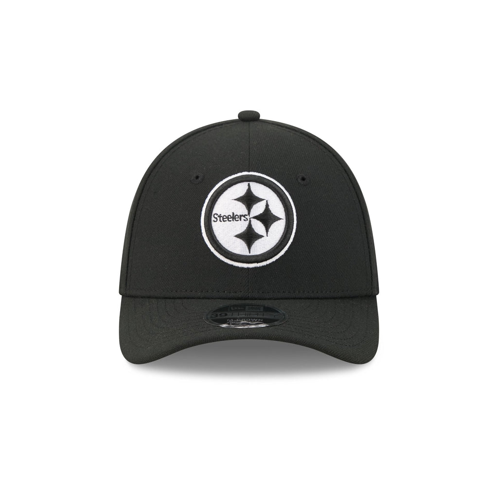 Pittsburgh Steelers Poly Black & White 39THIRTY M-Crown Stretch Fit Hat
