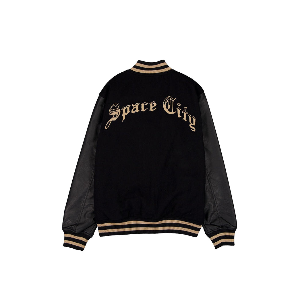 Houston Astros Gothic Lettering Black Wool Varsity Jacket