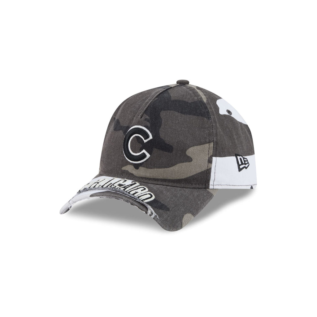 Chicago Cubs Washed Camo 9FORTY A-Frame Unstructured Cut-Off Visor Snapback Hat
