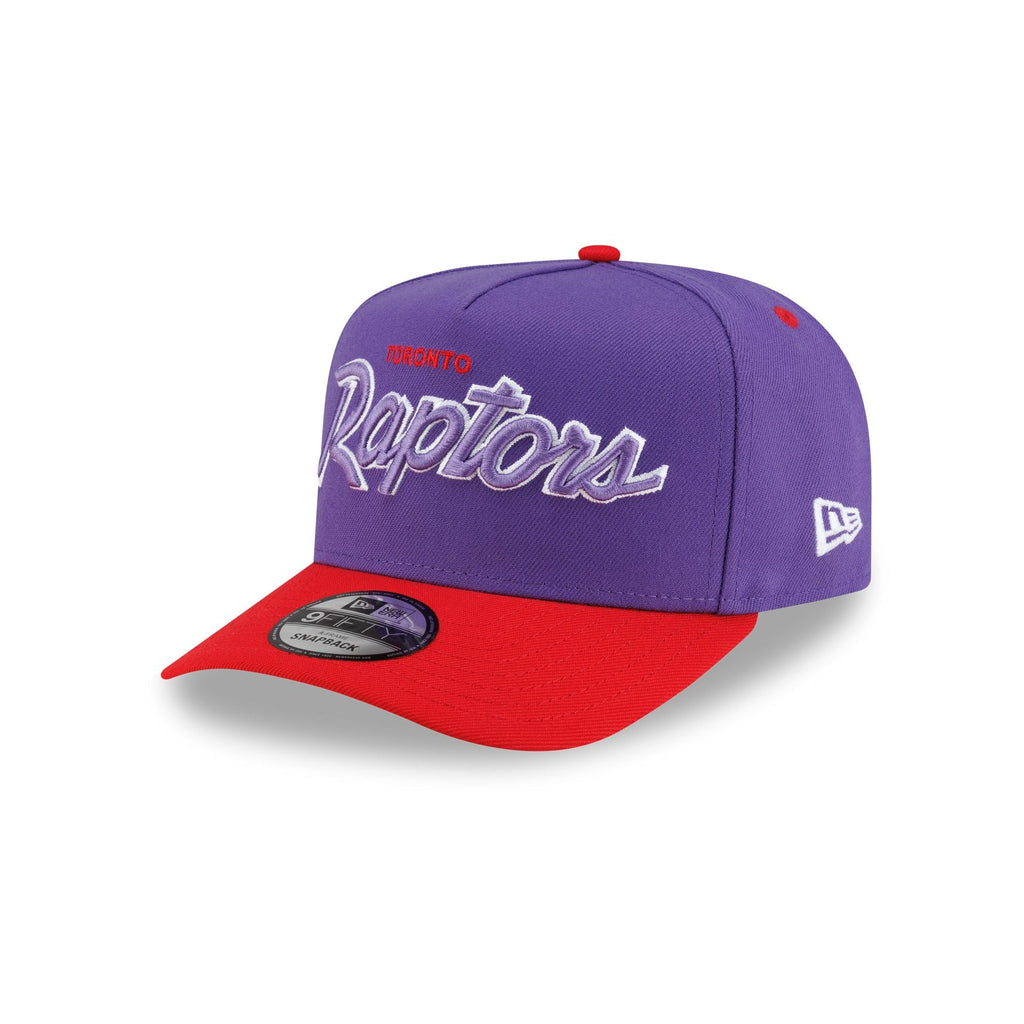 Toronto Raptors Hardwood Classics 90s Script 9FIFTY A-Frame Snapback Hat